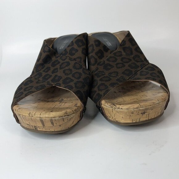Maurices Womens Wedge Platform Heels Size 9 Rumor Slide Cork Animal Print Studs - Picture 10 of 12